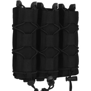 Triple Extended MP5 MP7 Mag Pouch, 3 Molle Long 9mm Tactical Magazine Holster Quick Pull Flashlight Holder Belt Vest Mount