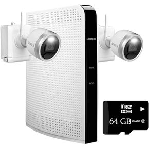 Lorex Indoor/Outdoor Wireless Security Camera System, 1080p HD Wire Free Cameras with Motion Detection Surveillance, Active Deterrence, 64GB MicroSD, 6 Channel NVR, 2 Battery Operated Cameras
