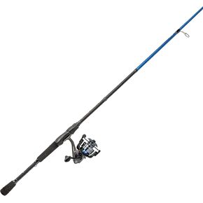 Lew’s American Hero Spinning Reel and Fishing Rod Combo, Fast Action IM6 Graphite Rod, 4+1 Bearings, 6.2:1 Gear Ratio, Speed Gears, Gray/Black/Blue