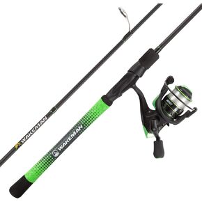 Fishing Rod and Reel Combo - Carbon Pole with Pre-Spooled Spinning Reel and Golf Grip Handle for Bass, Trout, Salmon, or Catfish by Wakeman