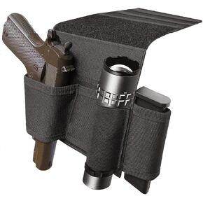 Bedside Holster, Pistol Holster, Bed Side Holster, Under Mattress Handgun Holster, Tactical Gun Holster with Flashlight Loop Holder