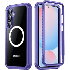 Temdan for Samsung Galaxy S24 FE Case, [Built-in Glass Screen Protector][Compatible with Magsafe][Full Body Shockproof][Work with Fingerprint ID] Heavy Duty Protection Phone Case for S24 FE 6.7"