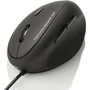 SANWA Wired Ergonomic Mouse, Optical Vertical Mice for Small Hands, Reduce Wrist Strain, 1000/1600 Adjustable DPI, 6 Buttons, Compatible with MacBook, PC, Laptop, Desktop, Windows, Mac OS, Black