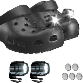 Original 2 Headlights for Crocs Charms, Flashlight Attachment for Crocs Shoe, Accessories for Crocs Kids Girl Boy Women Men Adult Sandals, Clip on Clog Headlamp Shoe Decoration Charms for Crocs