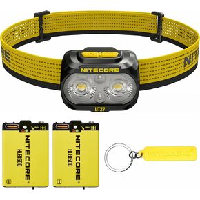 Nitecore UT27 2024 Pro (2024 Version) Dual Beam Lightweight Trail Running Headlamp with 2X HLB1500 Battery Pack, Tag (Black)