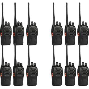 12 Pack Baofeng Bf-888S Walkie Talkies for Adults Long Range Handheld Two-Way Radios Rechargeable with Earpiece Mic,16 Channel Walky Talky with Flashlight for Team, School, Hunting, Skiing