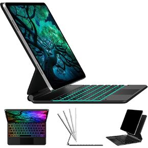 typecase Edge Magnetic Backlit Keyboard Case for iPad Pro 12.9 (6th, 5th, 4th, 3rd Generation) Trackpad, 11 Color, Wireless for iPad Pro 12.9-inch, Case with Keyboard - 2018, 2020, 2021, 2022 (Black)