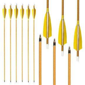Carbon Arrows 500 Spine with Real Feather Fletching and Field Points for Archery Target Shooting (6 Pack)