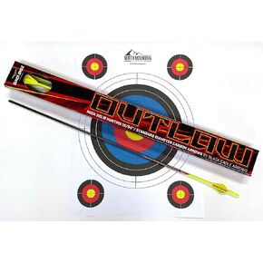 Black Eagle Arrows Outlaw Fletched Crested Arrows - Yellow - with 2 inch Vanes - .005 Straightness, 400 Spine - 6 Pack - with Target