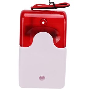 Wired Strobe Siren, Sound Light Alarm, Security Warning Device - Good Insulation, Impact Resistant, Red Flash Light, High Decibel Buzzer (24V)
