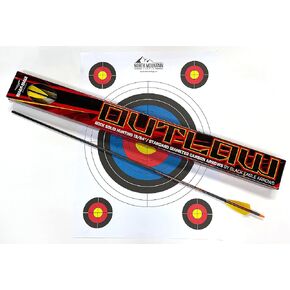 Black Eagle Arrows Outlaw Fletched Arrows with 3 inch Shield Cut Feathers - .005 Straightness, 400 Spine - 6 Pack - with Target