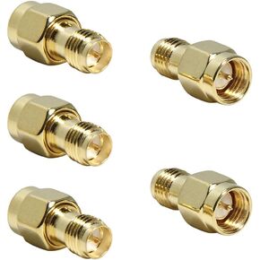 SMA to RP-SMA Adapter, 5 Pack SMA Male Pin to RP-SMA Female Pin Adapter Connector for LTE Router, WiFi Antennas, FPV Drones, Camera