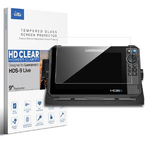 Premium Tempered Glass Screen Protector for Lowrance HDS-9 Live 9 Inch Touchscreen Fish Finders Accessories Anti Scratch (HD Clear)