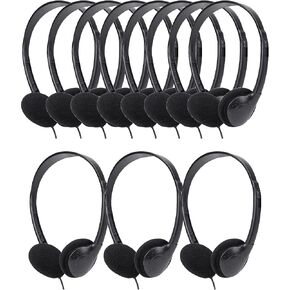 Bulk Headphones Classroom 12 Packs Kids Wired Student Earphones for School (12pcs Black Headphones in Individual Bags)