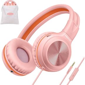 SIMOLIO Wired Headphones, Headphones Kids Wired with Microphone and Volume Control Folding Stereo Corded On-Ear 3.5mm Headset for Teens Girls Cellphones Tablets Chromebook Laptop Computer (Green)
