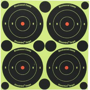 BIRCHWOOD CASEY Shoot-N-C 3" Bull's-Eye Reactive Targets - Highly Visible Instant Feedback Self-Adhesive Shooting Target Stickers with Repair Pasters