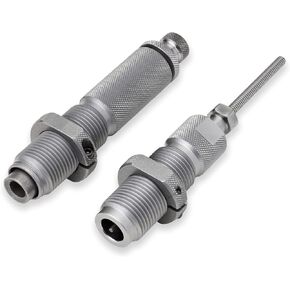 Hornady Custom Grade New Dimension 2-Die Set، 243 Win (.243) (546244) - معدات إعادة تحميل خاصة بالعيار للرافعات اليدوية المزودة بقالب مقاس كامل الطول، وقوالب الجلوس، وحلقات Sure-Loc، وصندوق تخزين