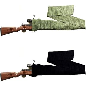 2pcs Gun Socks for Rifles and Shotguns, Thicken Elastic Design Gun Sleeve Fits Rifles Scopes, Pistol Grips & Tactical Accessories 54inch (Green+Black)