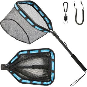 GOODCAT Floating Fishing Net & Magnetic Release, Automatically Locks After Folding, Enhanced Aviation Aluminum Alloy Net Frame, Rubber Coated Landing Net,Compact & Foldable(Extend Length:32.5"