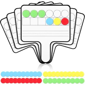 Seajan 6 Pcs Magnetic Paddle Set Education Dry Erase Double Side Handheld Answer Board with Magnetic Counters Discs Phonemic Awareness Phonics Games Toy for Students Kids Teaching (Single Magnetic)