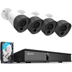 Security Camera System with PIR Human Vehicle Detection and Night Vision, Wired 5MP 8CH DVR Camera Security System, Waterproof Cameras for 24/7 Recording Remote Access, Pre-Install 2TB HDD