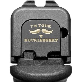 Milspin Slide Back Plate Compatible with Glock Gen 1-5 I I'm Your Huckleberry I Black on Brass I Made in USA (Models G43 G43x G48)