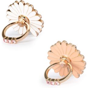 Finger Ring Stand, 2 Pack Luxury Glitter Diamond Universal Metal Smartphone Finger Ring Grip Holder Kickstand for iPhone/iPad/Samsung/HTC/Nokia/Cellphones/Tablet,Round[White+Pink]