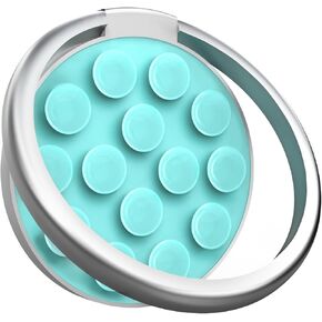 Silicone Suction Cup Phone Mount: Christmas Stockings Stuffers for Women, 3-in-1 Non Slip Sticky Phone Grip for Selfies, Strong Adhesive Phone Ring Holder Wide Compatible Phone Stand, Light Blue