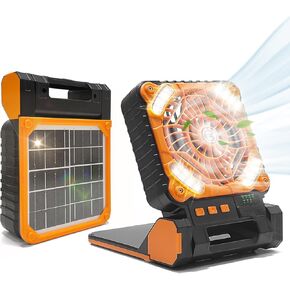 Solar Camping Fan with LED Lantern USB Rechargeable Desk Personal Fan Portable Outdoor Light Camping Gear Accessories Essentials Supplies