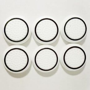 6 PCS White with Black Controller Thumbstick Caps Replacement Silicone Touch Controller Rocker Cover for PS3 / PS4 / PS5