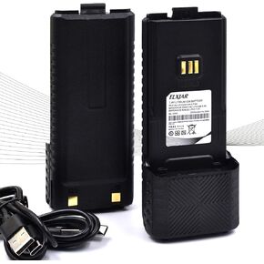 (2-Pack) 7.4V 3000mAh Extended Battery with Type-C USB Charging Cable for Ham Radio Compatible with 5RM GM-5RH UV-5G Plus UV-5RH Series Two-Way Radio Walkie Talkies Accessories