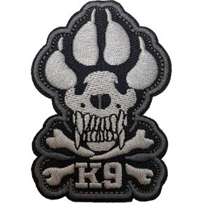 K9 & Crossbone Killer Attack Police Dog Fastener PVC Embroidered Army Swat Morale Hook Loop Backing Tactial Badge Swat for Service Animal Vest Morale Patch