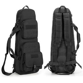 DSLEAF Double Short Barrel Rifle Case for 28" Rifles, Soft Tactical Rifle Backpack & Padded Rifle Bag for Hunting and Shooting