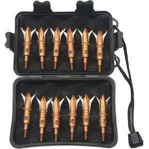 12pcs Hunting Broadheads 100 Grain Archery Broadheads New Stell Broadheads + 1 pcs Black Broadhead Case for Arrowheads