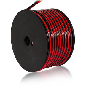 GS Power Pure Copper 20 AWG (American Wire Gauge) 100 ft Red & 100ft Black Bonded Zip Cord Power Speaker Cable for Car Audio Home Stereo LED Light (Also in 50 & 200ft Roll)
