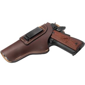 The Defender Leather IWB Holster - Fits Most 1911 Style Handguns - Kimber - Colt - S & W - Sig Sauer - Remington - Ruger & More - Made in USA