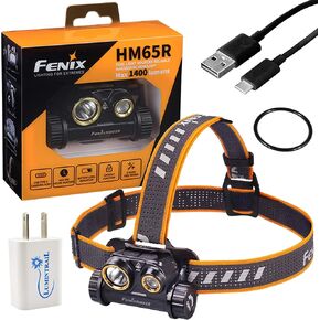 Fenix HM65R USB Rechargeable Headlamp, 1400 Lumens, Waterproof, Bundled with USB Wall Plug