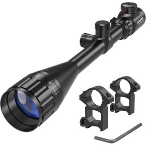 UUQ 6-24x50 AO Rifle Scope Includes Blue/Green Lens-for Hunting,Shotguns,and High-Powered,Long-Range Shooting with Rimfire,and Air Guns.Includes Illuminated Red/Green Reticle with 20mm Mount