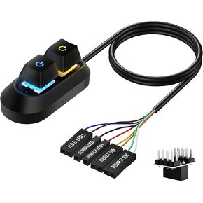 SinLoon External Power Button for Desktop, PC Power Switch, Multifunctional Power Button for Easy Start and Reset – 2M