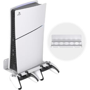 Wall Mount Compatible with PS5 Slim/PS5 Pro/PS5 Console & Controllers, Aluminium Wall Mount Kit for All PS5 Models, Wall Stand for PS5 Original, Saving Space Enhance Heat Dissipation, Silver