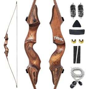 60 Inch Black Hunter Longbow 20-60 Lbs Archery Bow with Stringer Tool Right Hand Hunting Bows for Adults Outdoor Shooting Target Practice