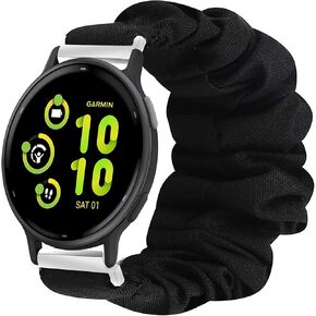 Compatible for Garmin Forerunner 165 Band, Lamshaw 20mm Fabric Elastic Scrunchie Elastic Women Replacement Straps Compatible with Garmin Vivoactive 3/vivoactive 5/Approach S12/Approach S40/Approach S42/D2 Air/D2 Air X10/Forerunner 165, 245, 55, 645/Venu/V