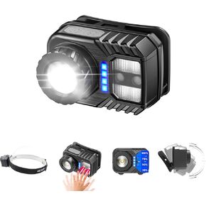 2 Pack LED Rechargeable Headlamp,Book Light for Reading in Bed, Neck Light,230°Wide Beam Head Lamp for Forehead, Waterproof Super Bright COB Head Light for Camping Running Hiking Repairing