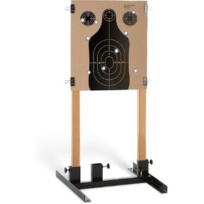 (1 Pack) Steel Target Stand Base for Paper Silhouette Shooting Targets, 8" - 24" Adjustable Width, USPSA/IPSC - IDPA Practice, Includes 2 Cardboard Targets for Shooting