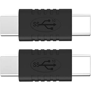 Type C Male to Type C Male Adapter Support Data Synchronization and Charging USB C to USB C Cable 3.1 Gen 2 10Gbps 60W Converter, 2-Pack