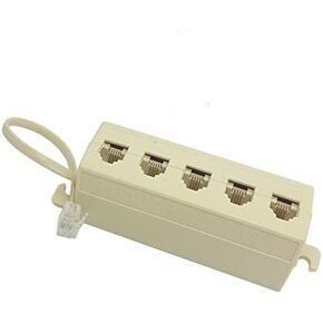 JDYYICZ RJ11 6P4C Male to 5 Female Outlet Ports Socket Telephone Phone Cable Line Splitter Adapter Beige(1 to 5 Way Splitter)