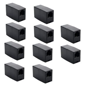 10Pcs RJ11 Coupler,Straight Telephone Inline Coupler RJ11 to RJ11 6P4C Inline Keystone Jack Female to Female,Black