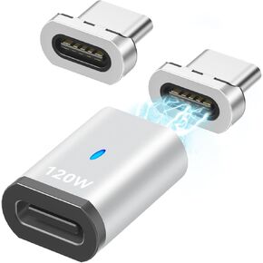 Magnetic USB C Adapter Straight 2 Pack 100w USB C Magnetic Adapter Fast Charging 5Pin 480Mbps Data Transmission