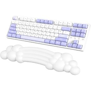 Cloud Wrist Rest Keyboard, White Colorful Cloud Palm Rest with PU Leather Memory Foam Cute Keyboard Rest for Wrist Support and Arm Rest, Desk Cloud Wrist Pad for PC Gaming/Hand Cushion/Computer/Office