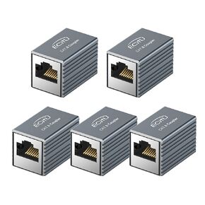 5 Pack RJ45 Coupler, Aluminum Alloy Shell, Ethernet Adapters Female to Female, 8-Pin Modular Straight Through Extender, Network Connectors for Cat8/Cat7/Cat6/Cat6a/Cat5e/Cat5 Ethernet Cable(Gray)